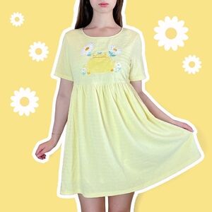 Sunny Yellow Embroidered Mini Dress